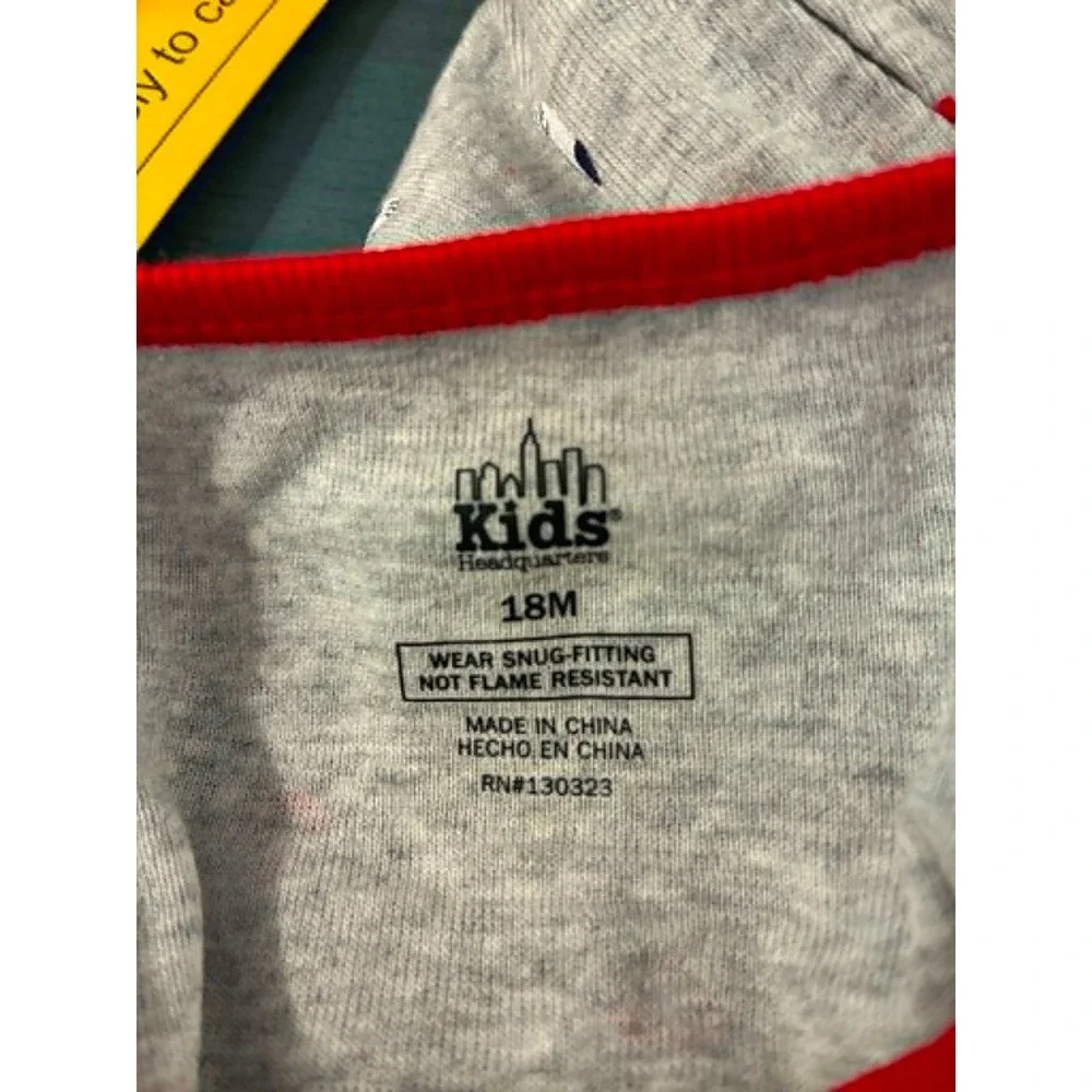 Kids Headquarters Pajama Sleeper 18M Red Blue Gray NEW Firefighter 3-Pack